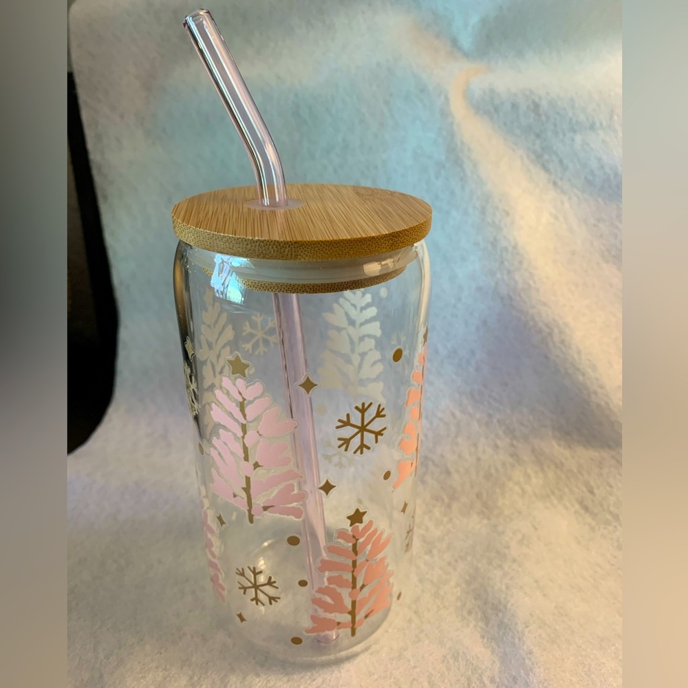 🌸Pink Tree glass can